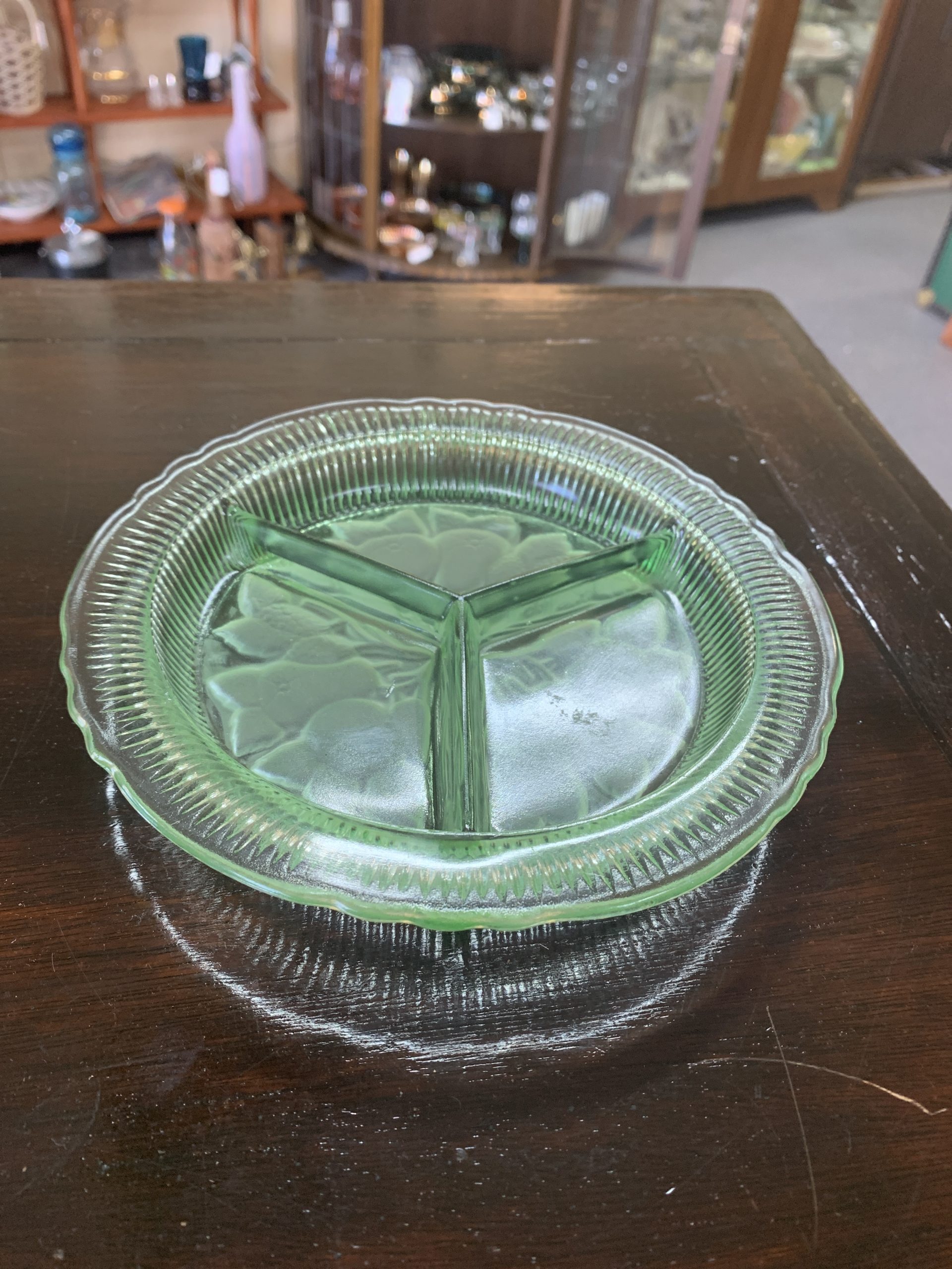 Green Depression Glass Divided Plate - The Mid Centurion - Mid Century ...